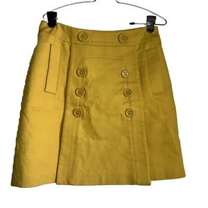 BCBG Maxazria Straight & Pencil Skirt Women's 6 Mustard Buttons Slash Pockets